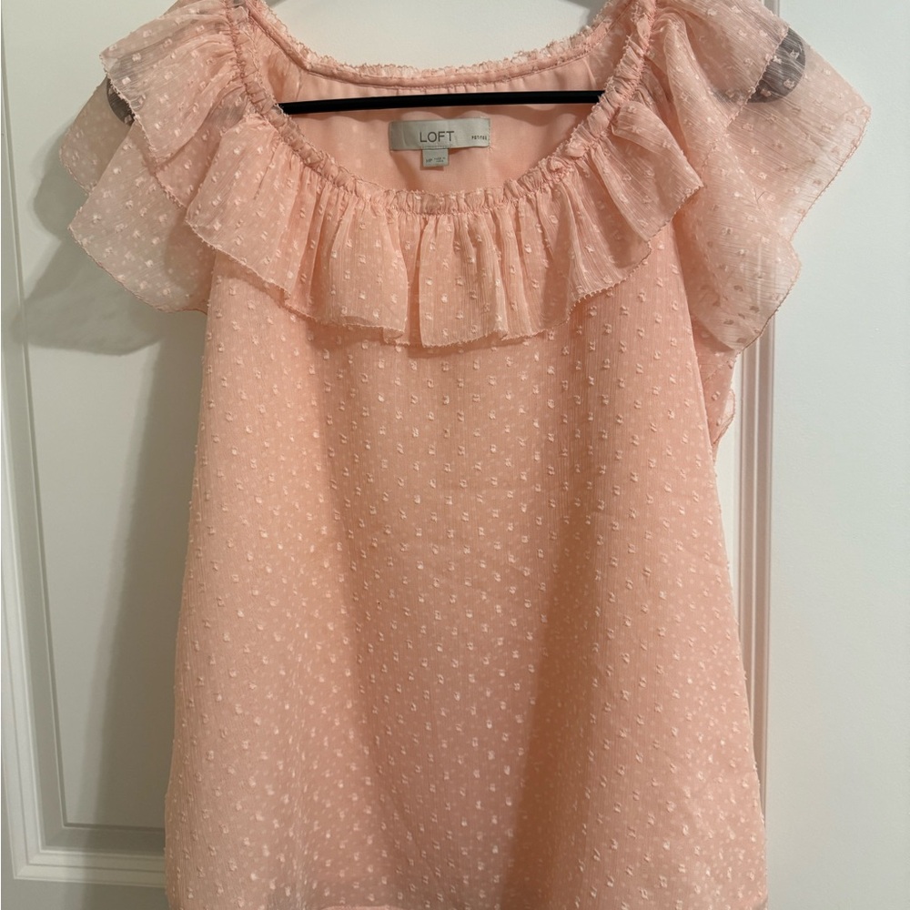 NWOT LOFT Light Pink Ruffle Blouse